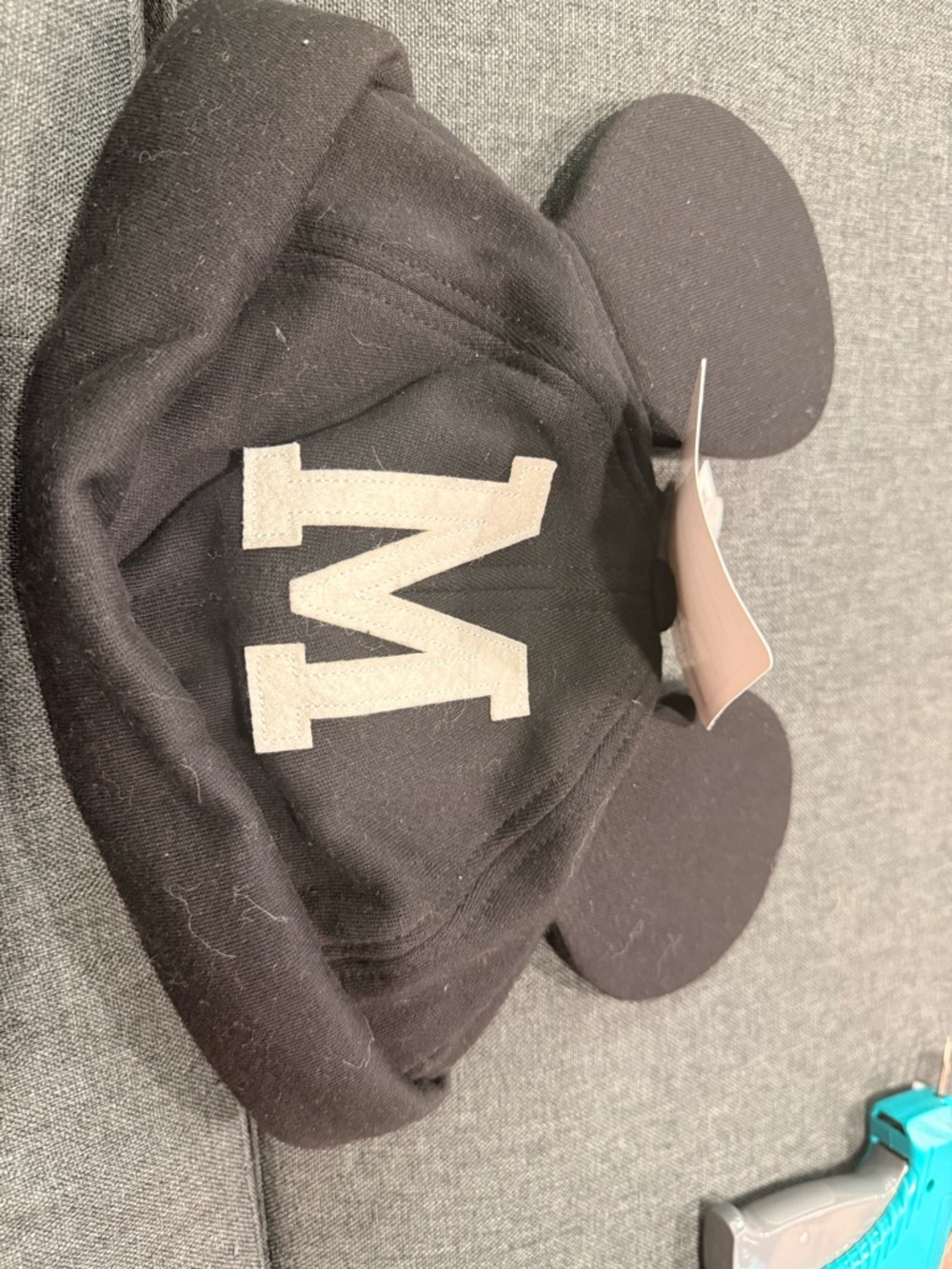 Disney Black Beanie with Cream 'M' Patch and Iconic Ears